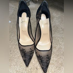 christian louboutin black floral heels size 40.